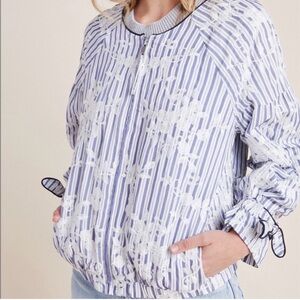 NWT Striped and Embroidered Bomber Jacket